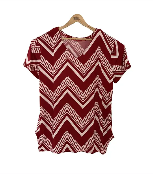 Blusa Estampada A Rayas Color Roja para Dama