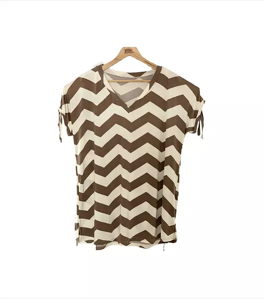 Blusa Estampada A Rayas Color Café para Dama